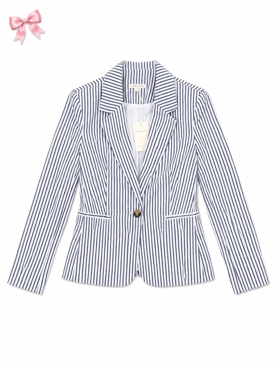 Free Assembly Jackets & Blazers - NWT Free Assembly Seersucker Blazer | Small Blue & White Striped Coastal Classic